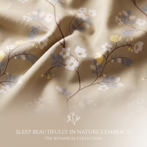 Image of BSB HOME 240 TC Cotton Double Bedsheet with 2 Pillow Covers, Soft & Breathable Bed Sheet for Double Bed, Fade & Wrinkle Resistant, Floral Print, 90 x 100 Inches (228 x 254 cm) - Muted Olive Meadow