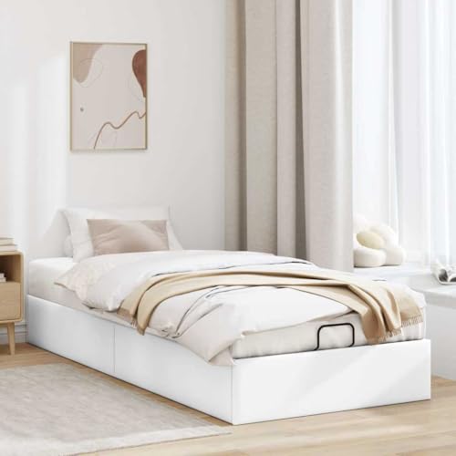 Iiaky Estructura de Cama otomana sin colchón somier Estructura Cama Base de Cama Bed Frame Mueble camablanco 90x200 cm
