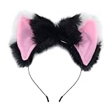 Ears Headband Cat Fox Ears Hair Bands Anime Party Costume Kitty Cosplay Headband For Halloween or Kitten Theme Party Costume (White and Black-2)