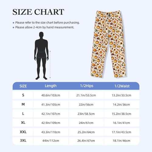 Mens Pajama Pants - Autumn Thanksgiving Food Print Soft Sleep Lounge Pants For Men, Casual Pj Bottoms With Pockets3