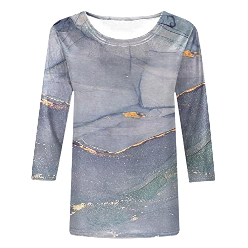 Blusa feminina verão outono manga 3/4 2023 roupas algodão gola careca gráfico ajuste solto camiseta