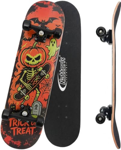 Image of Nattork 31 Inch Complete Skateboard, Standard Skateboards for Beginners, Wood 9 Layer Canadian Maple Trick Skate Boards for Boys Girls Youth Teens Adults
