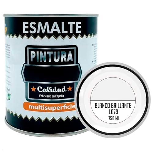 Acan Tradineur - Bote de Pintura Esmalte - Fabricado en España - Ideal para cualquier superficie, Madera, Plástico, Cristal o Cemento - Capacidad de 750 ML - Blanco Brillo (L079)