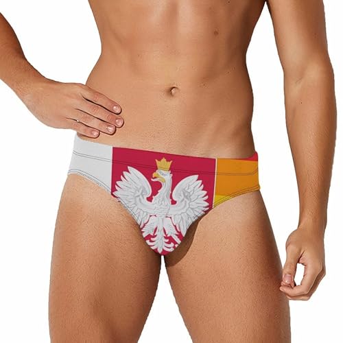 Poland Polish LGBT Rainbow Gay Flag Mens Swim Briefs Quick Dry Swimming Trunks Training Swimsuit Low Rise Swimwear