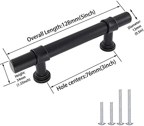 goldenwarm 10 Pack Black Cabinet Pulls Kitchen Cupboard Handles - Black Handles for Cabinets 3in Cabinet Handle Metal Drawer Handles for Kitchen Drawer Pulls - 1