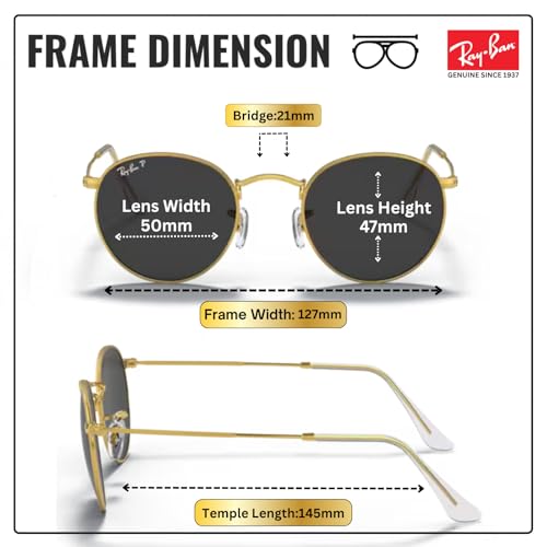 Image of Ray-Ban RB3447 ROUND METAL Round Shaped Sunglasses for Men with Official RAYBAN Eyewear Kit
