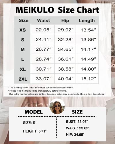 Meikulo Women Smocked Ruffle Mini Skirts Summer High Waisted Tiered Short Skirt With Shorts Underneath White, M #TOP5