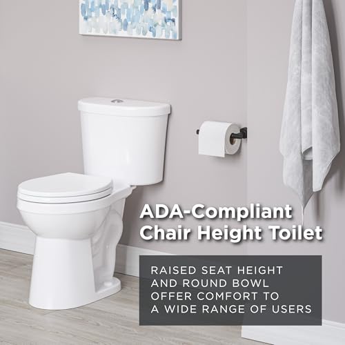 Gerber Maxwell Select GRD49220E Toilettes rondes à double chasse d'eau 1,0/1,28 GPF Hauteur du fauteuil ADA 30,5 cm brut 30,5 cm haute efficacité Siège à fermeture douce et kit d'installation avec – vue 6