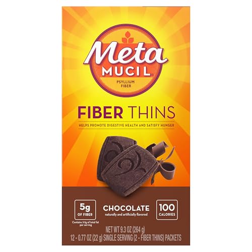 Metamucil, Fiber Thins, Daily Psyllium Husk Fiber Supplement, Supports Digestive Health and Satisfies Hunger, Chocolate Flavor, 48 Total Servings (4 Packs of 12) - image 7