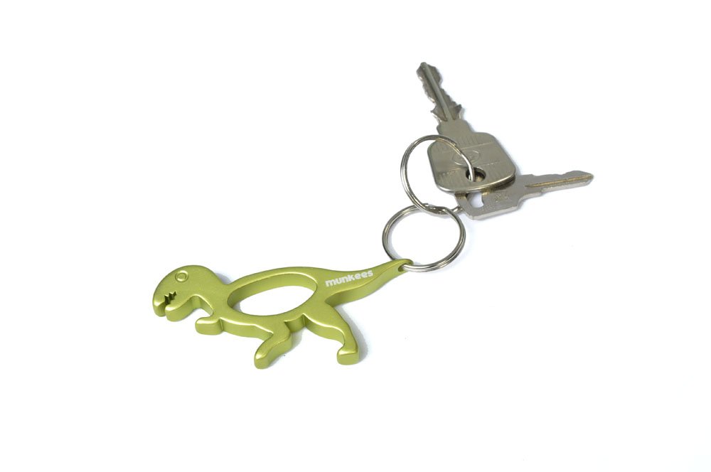 Munkees Dinosaur T-Rex Bottle Opener Keychain, Small Pocket-Sized Tyrannosaurus Rex Bottlecap & Wine Openers, Mini Paleontology Keyrings, Key Chain Opens Beer, Cans, Caps & More