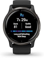 Garmin Venu 2, GPS Fitness Smartwatch, Slate Stainless Steel Bezel with Black Band