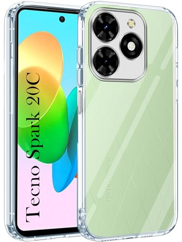 Image of Jkobi Back Cover for Tecno Spark 20C (Silicone Clear Shockproof Case with Camera Protection | Soft and Flexible | Transparent)