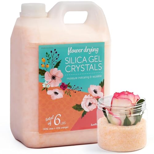 LotFancy Secado de Flores de Gel de Sílice, Cristales de Sílice que Indican el Color de 6 Libras (2.72KG) para Almacenamiento de Ramos de Boda