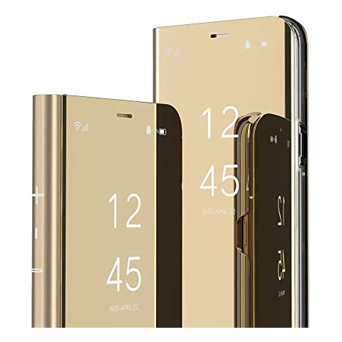 MEMAXELUS Case for Samsung Galaxy A35 5G Case Cover Stylish Mirror Plating Flip Full Body Protective Reflection Ultra Thin Hard Anti-Scratch Shockproof Frame Case for Samsung A35 5G Mirror Gold Cover
