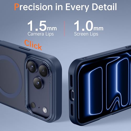 Image of YINLAI for iPhone 17 Pro Max Case 6.9-inch,Magnetic Compatible with MagSafe, Slim Matte Anti-Fingerprint, Shockproof Full Body Military Grade Protection for iPhone 17 Pro Max Cover, Deep Blue