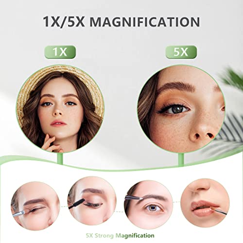 Gurun 6.5" Colorful Tabletop Mirror For Traveling,Double Sided Cute Makeup Mirror With 5X Magnification For Home Bedroom Decorative Girls Gift(5X, Avocado Green) #TOP3