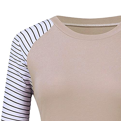 Briskorry Ronde hals shirt met lange mouwen dames splitten kleurblok gestreept luipaard pullover lange mouwen casual ontspannen bovenstuk T-shirt sportief shirt tops tuniek blouse - Image 7