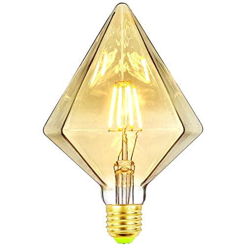 TIANFAN Bombillas LED Vintage 4W blanco cálido 2500Kelvin gran globo bombilla Led de cristal 220/240V tornillo Edison E27 Base especial bombilla decorativa G125 (Pyramid) Cover