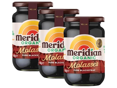 Meridian Organic Blackstrap Molasses 600g Unsulphured Mineral-Rich Cane Syrup High in Iron Calcium & Magnesium Vegan & Natural Sweetener | from SuperfoodUK (Pack of 3)