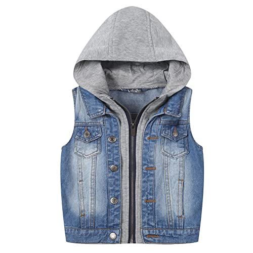 Lisueyne Big Boys Distressed Denim Vest Ripped Hoodie Jean Outerwear Light Blue 10 #TOP13