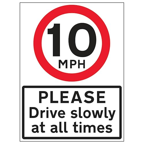 Panneau 10 MPH Please Drive Slowly contre les excès de vitesse en zone piétonne