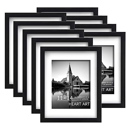 Heart Art 11X14 Picture Frame Set Of 9,Display 11 X 14 Frame For 8X10 Picture Frame With Mat,11 By 14 Picture Frame For Wall,Gallery Wall Frame Set,Black #TOP29