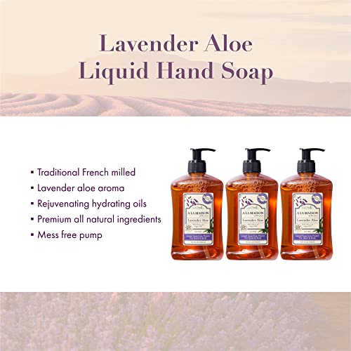 A La Maison Lavender Aloe Liquid Hand Soap - Triple French Milled Natural Moisturizing Soap (3 Pack, 16.9 Oz Bottle) #TOP1