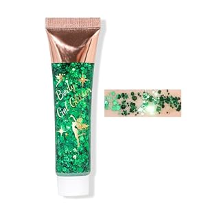 Body Glitter Gel, glitter gezicht, groene chunky sequins glitter oogschaduw, festival, keperglitter voor ogen, lippen, haar, nagels, make-up cosmetica