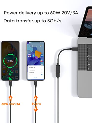Cablecreation Usb-C To Usb 3.0 Female Adapter, 0.5 Ft (Gen1) Usb3.1 Type C To Type A Adapter Otg Cord, Usb To Usb C Adapter Cable Compatible With Macbook Pro, Galaxy S22, S22 Ultra, S20 Etc, Black #TOP2