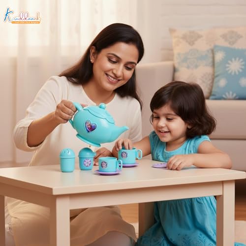 Image of Frozen Tea Party Set for Girls - Elsa & Anna 15-Piece Trolley Playset with Electronic Kettle, Realistic Boiling Sounds & Lights - Interactive Pretend Play Kitchen Toy for Kids Ages 3+