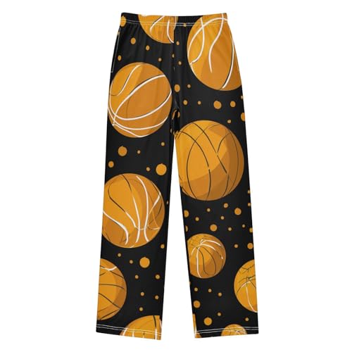 ZZXXB Basketball Polka Dot Boys Long Pants Soft Trousers Elastic Waist Kids Lounge Bottoms with Pockets S-XL