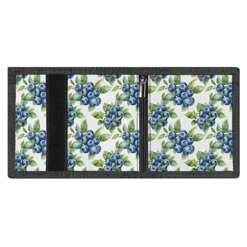 Simple Blueberries Print Wallet for Men, 8 Credit Card Holder Slim Minimalist Front Pocket Small Mens Bifold Wallets3