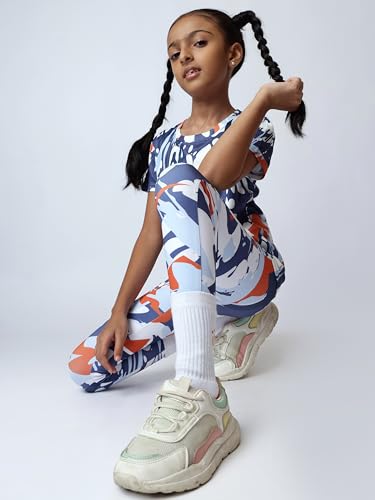 Image of Girl's Activewear Workout Set 2 Piece Athletic Sets Dry Fit Printed Tees And Leggings Yoga Running Dance 4-14Y