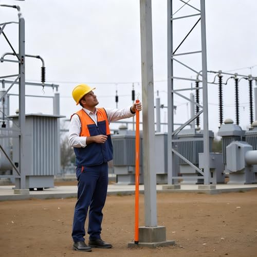 High-Voltage Measuring Rods - Portable Ranging Stick for Telecom Towers, 6-18M Length (26.2ft), 6 Sections, Durable & Lightweight, Ideal for Electrical Measurements,Orange,19.7ft(6m) 5 Sections