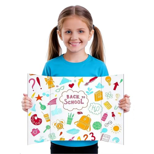 Image of 4-Pack Trifold Display Boards, Black+White 24 x 16 Inches Tri-Fold Corrugated Presentation Boards for Classroom Projects, Science Fairs, Business Events, and Exhibits