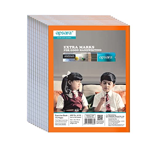Image of Apsara Kingsize Notebook | Blue Lines | Bright Paper |Center Staple | 24 x 18 cm | 172 Pages | Single Line | Pack of 12