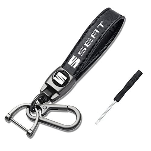 Porte-clés en Cuir Voiture pour Seat Ibiza LEON CUPRA FR Arona Ateca Tarraco,Porte clés de Voiture Noir,Cadeau Familial pour Hommes et Femmes