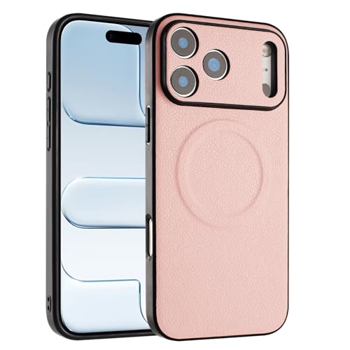 Coque iPhone 16 Pro rose magnétique résout le volume avec son cuir mince