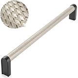KOOFIZO Maniglie zigrinate per armadietti in nichel e nero, 1 pezzo zigrinato, distanza tra le viti da 20-11,2 cm, hardware P28 per porta dell'armadio da cucina, cassettiera della camera da letto,