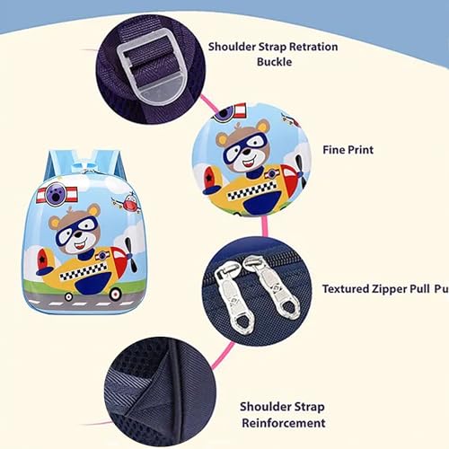 Image of BabyMoon Eggshell Multipurpose Kids Backpack | Children's School Bag for Boys & Girl's | Kids Travel Backpack | Airplane Blue