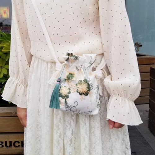 Chinese Traditional Hanfu Purse Girls Tote Bag Antiquity Embroidery Floral Wallet Tassel Bucket Cross Bag for Girls4
