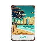 xiaoxiaoshen Póster de metal para decoración de pared de Miami, decoración moderna para el hogar, bar, tienda, decoración vintage, 30 x 20 cm