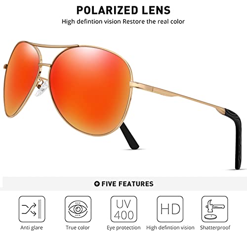 BOTPOV Aviator Sunglasses for Men Women Polarized UV400 Protection Mirrored Lens Metal Frame with Spring Hinges…4