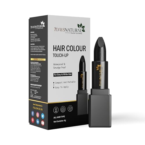 Image of 7DAYSNATURAL Instant Grey Hair Coverage Touch Up Stick (Black, 4g) | Waterproof & Smudge-Resistant Root Concealer | Quick Fix for Grey Hair | Easy On-the-Go Hair Color
