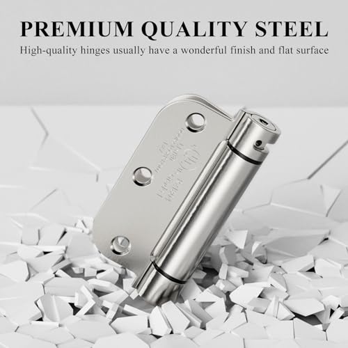 Sophia 2 Pack Self-Closing Door Hinge 3.5 Inch Rounded 5/8 Radius, Spring Hinges Adjustable Tension, Automatic Door Closer Hinge for Interior Exterior Residential Indoor Doors, Satin Nickel, UL listed — view 3