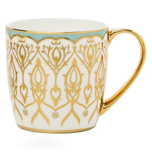 Image of Clay Craft Fine Ceramic Tea & Coffee Cups Set with Gold Detailing| 210 Ml Elegant Designer Cups for Home & Gifting | Premium Finish| Classic Pattern| Comfortable Handle