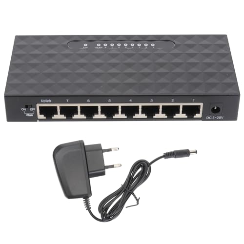 Switch Ethernet 8 Ports KOMBIUDA Rj45 100 Mbps Noir pour Réseau Filaire de Bureau