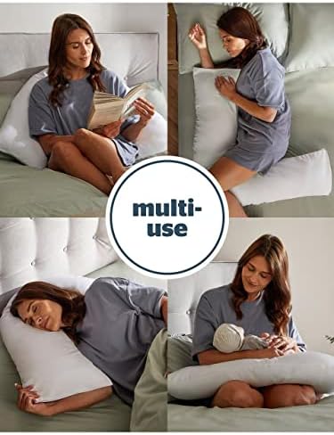 V Pillow with Pillowcase (Assorted Color), 100% Virgin Hollowfibre V Shaped Pillow with Pillowcase, Hypoallergenic Triangle Pillow, Orthopedic Support Pillow for Pregnancy, Maternity & Pain Relief