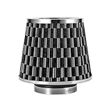 Ywdiml Clamp-On Car Air Intake Filter, 3 In/3.5 In/4 In Three Size High-Flow Washable Vehicle Air Cone Filter Cleaner, Round Tapered Auto Cool Cleaner Replacement, Universal Fit (Carbon Fiber Black)