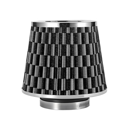 Ywdiml Clamp-On Car Air Intake Filter, 3 In/3.5 In/4 In Three Size High-Flow Washable Vehicle Air Cone Filter Cleaner, Round Tapered Auto Cool Cleaner Replacement, Universal Fit (Carbon Fiber Black)